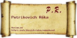 Petrikovich Réka névjegykártya